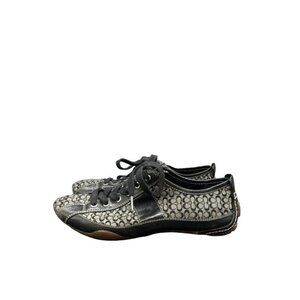 Coach Signature Janae Black Canvas & Leather Logo Monogrammed Sneakers size 9
